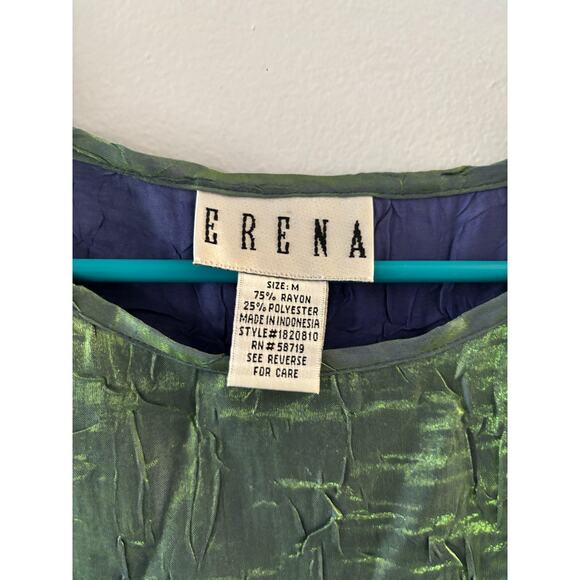 Vintage Erena Womens Metallic Tank Top Medium Green Mermaid Fairy Festival Rave - Picture 3 of 5